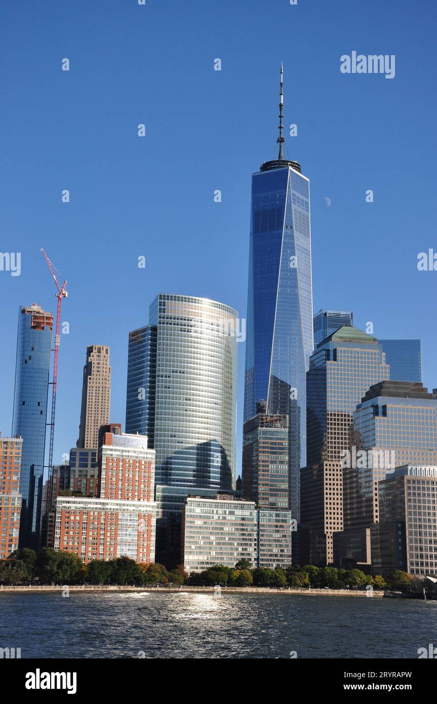 Immagine verticale del One World Trade Center di New York (OWTC) Foto Stock