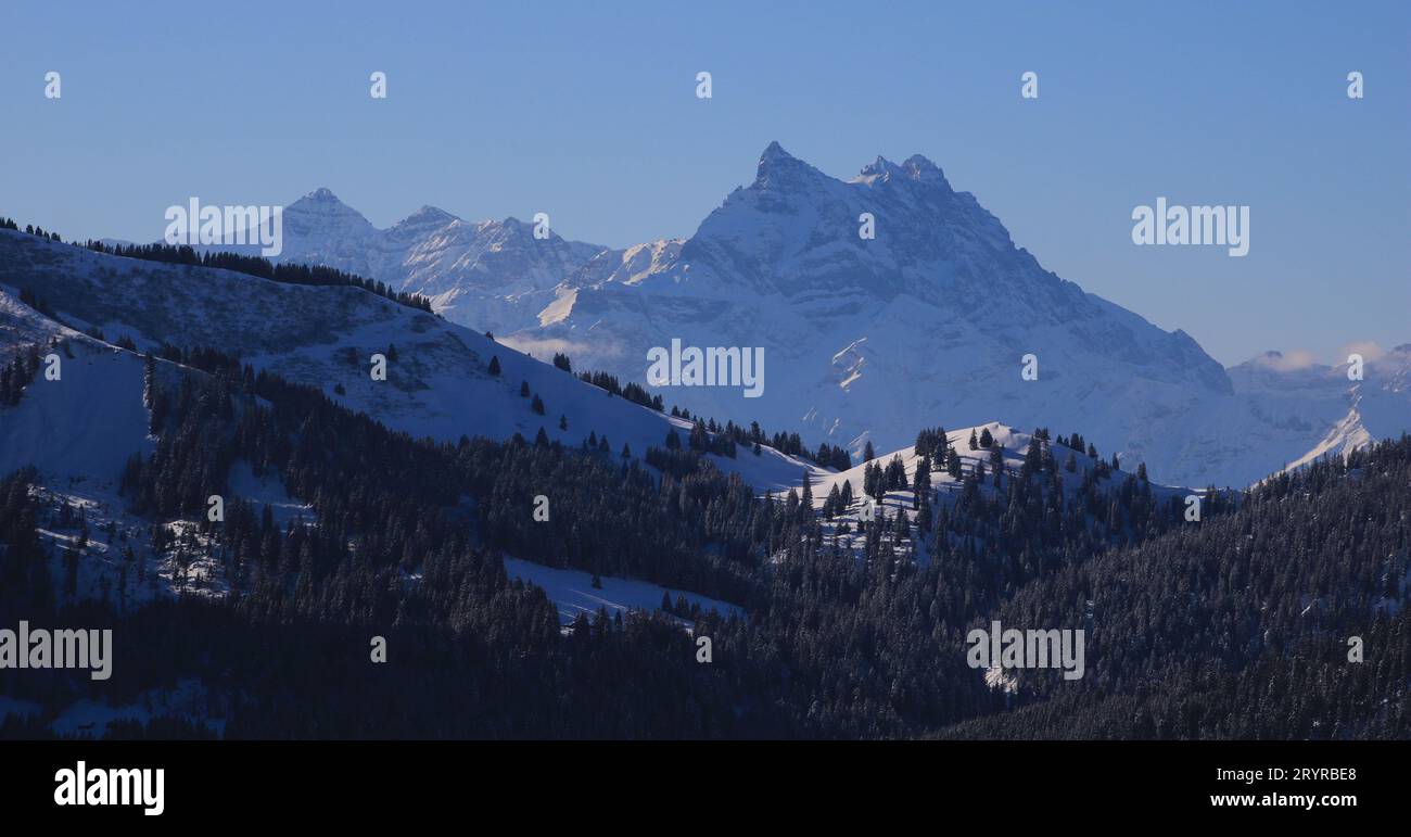 Dents Du Midi in inverno. Foto Stock