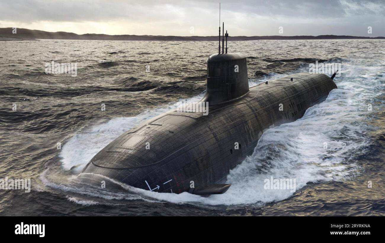 Sottomarino nucleare SSN-AUKUS. I disegni accreditano BAE Systems Foto Stock