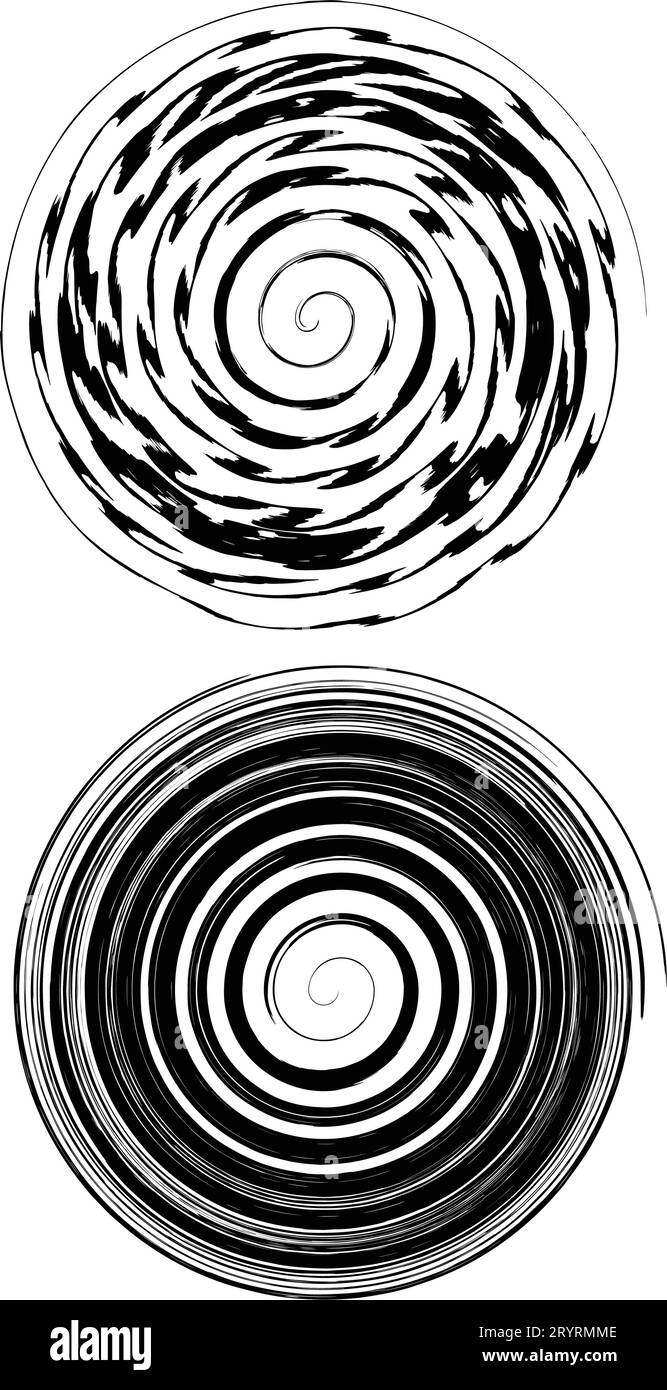 Cerchio a spirale. Cerchio astratto. illustrazione vettoriale della progettazione grafica. turbolenza circolare. Cerchio nero. icone vortex. Uragano. rotazione della curva di torsione del movimento Illustrazione Vettoriale