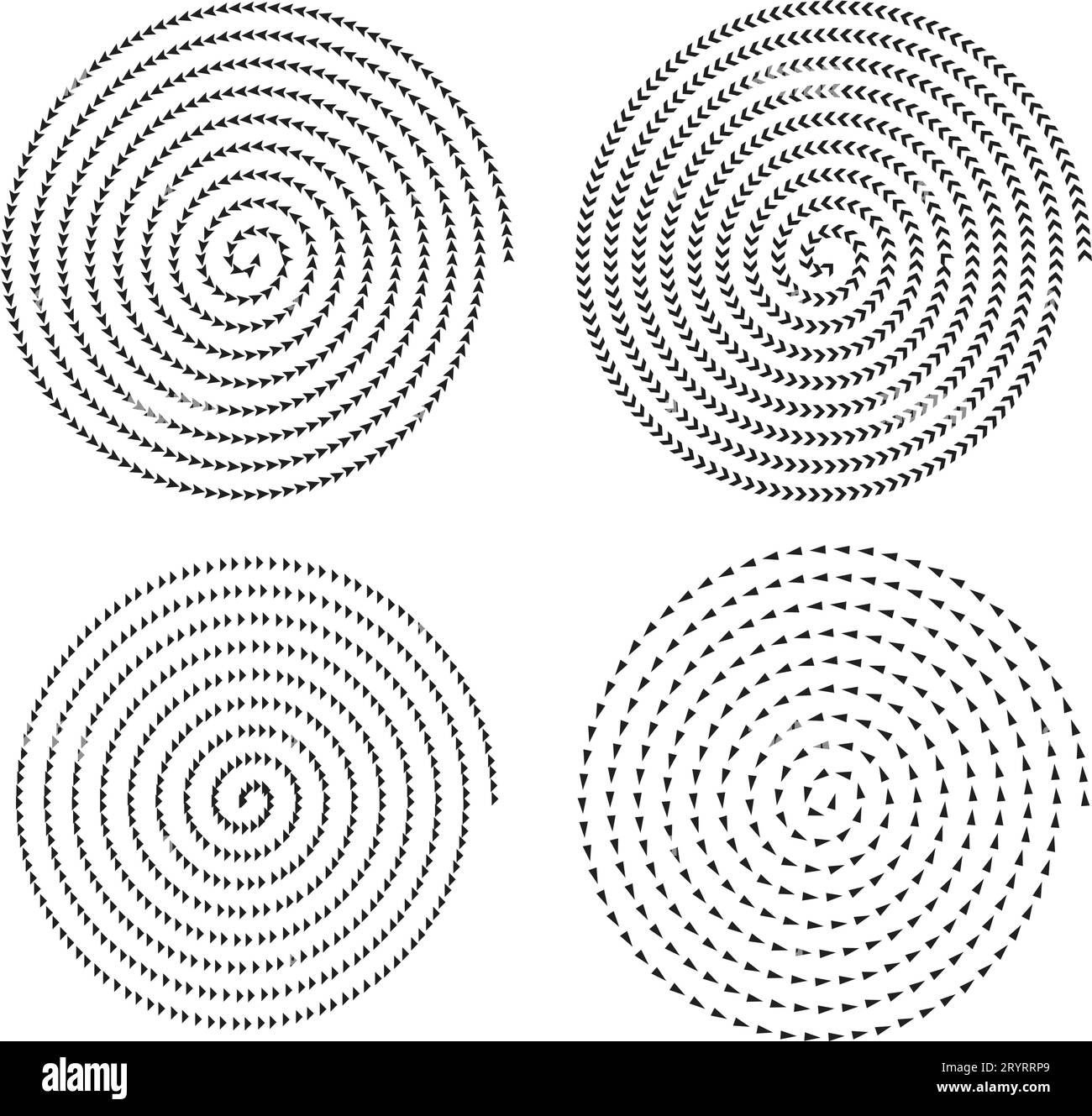 Cerchio a spirale. Cerchio astratto. illustrazione vettoriale della progettazione grafica. turbolenza circolare. Cerchio nero. icone vortex. Uragano. rotazione della curva di torsione del movimento Illustrazione Vettoriale