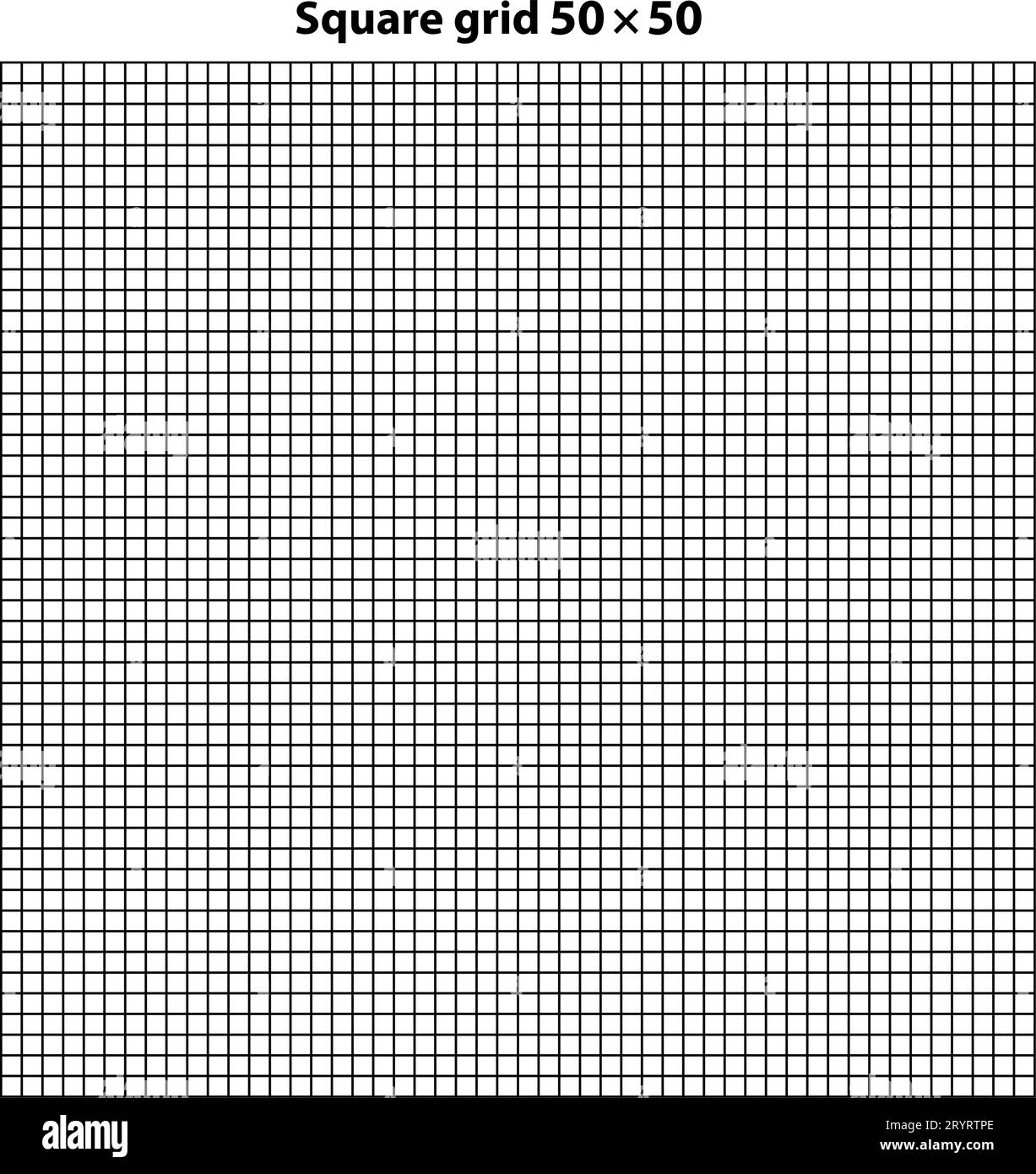 Griglia quadrata con 50 x 50 quadrati, sfondo trama griglia, illustrazione vettoriale. Sfondo bianco con linee di griglia astratte e linee quadrate nere. Illustrazione Vettoriale