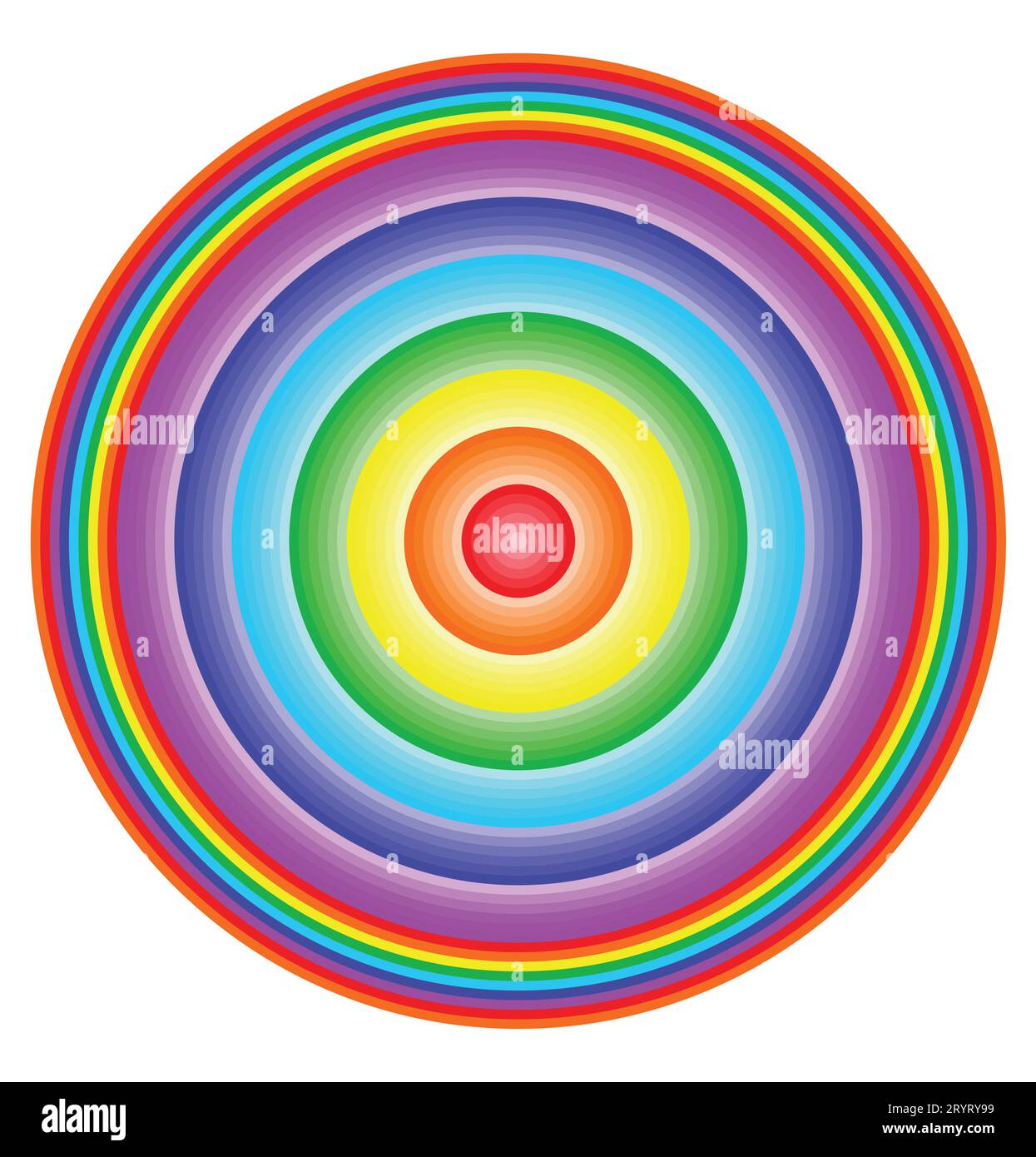 colore arcobaleno colorato dal cerchio basso verso l'alto. Arcobaleno colorato. Icona piatta colorata con arcobaleno o spettro di colori da utilizzare come app e siti Web Illustrazione Vettoriale