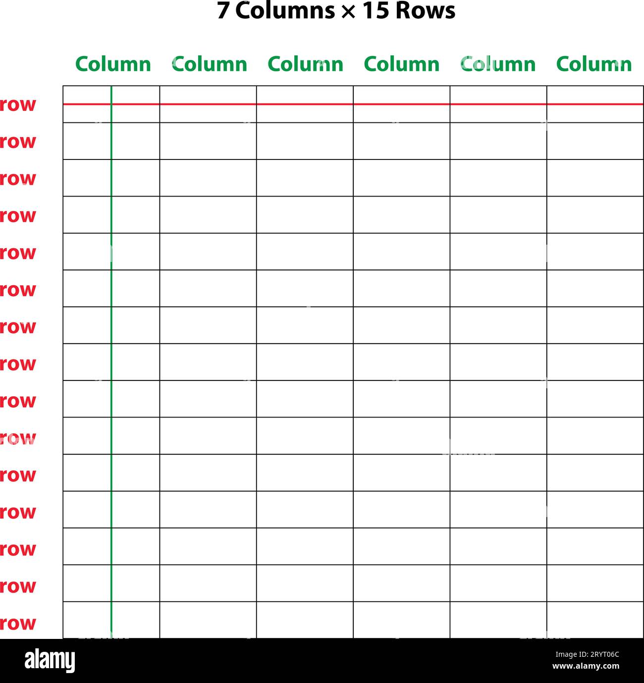 Voci di tabella del database o tabella tabellare per l'icona vettoriale della grafica della riga dati per applicazioni tecniche e siti Web. i bambini imparano l'educazione. Illustrazione Vettoriale
