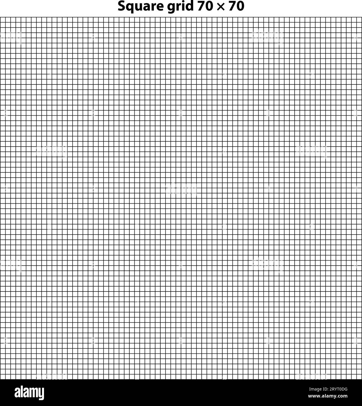 Griglia quadrata con 70 x 70 quadrati, sfondo trama griglia, illustrazione vettoriale. Sfondo bianco con linee di griglia astratte e linee quadrate nere. Illustrazione Vettoriale