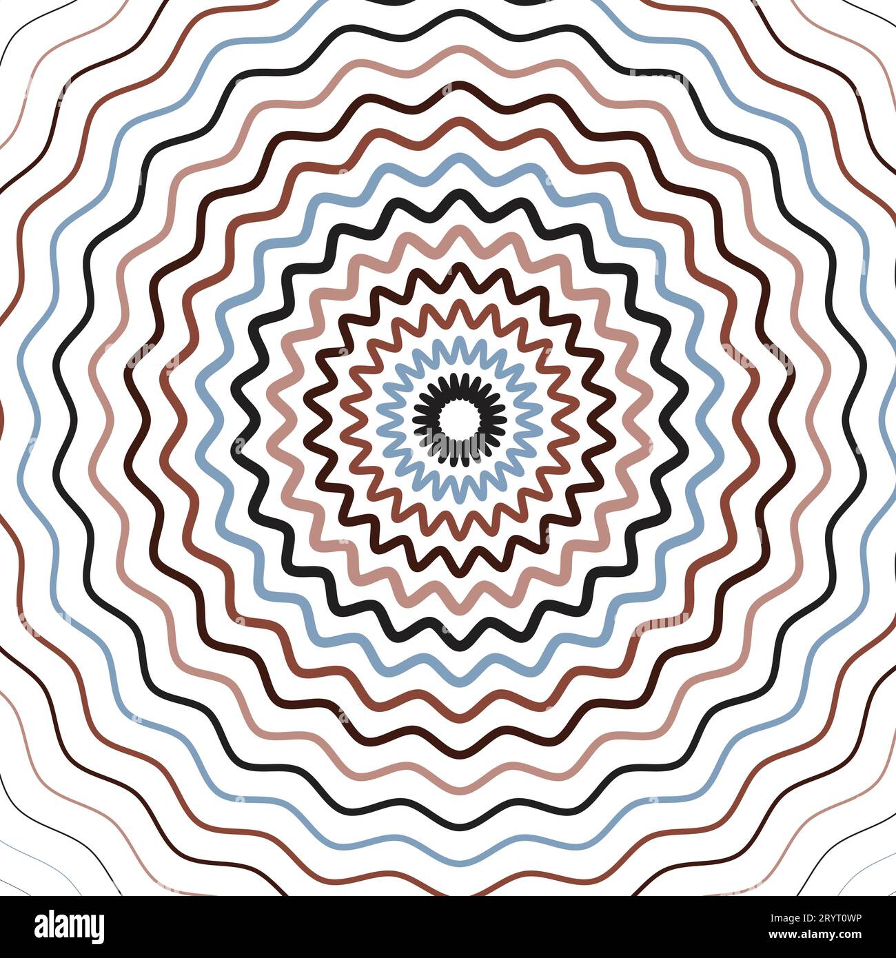 Elementi di contorno del cerchio del fiore concentrico. Elemento per grafica web design, modello per stampa, tessuto, involucro, decorazione, grafica astratta pa senza cuciture Illustrazione Vettoriale