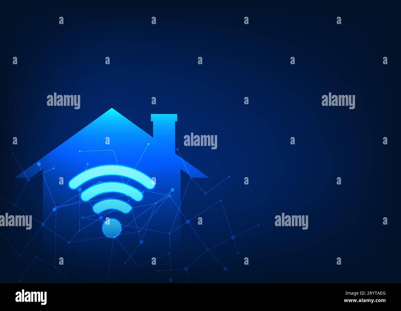 La tecnologia WiFi utilizzata nelle famiglie è un segnale Internet of Things utilizzato con dispositivi elettronici per l'intrattenimento e il lavoro. L'icona WiFi si trova all'interno di Illustrazione Vettoriale