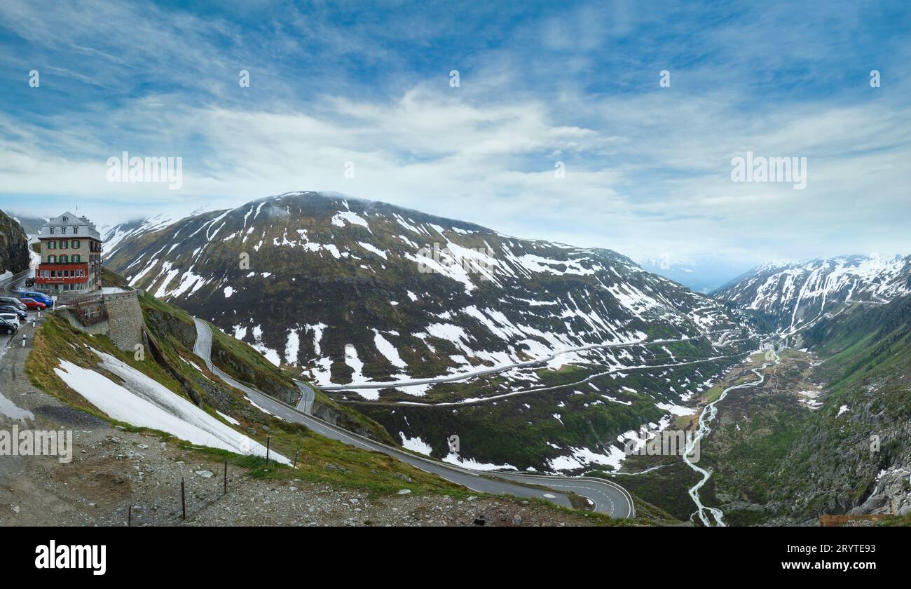 Estate paesaggio di montagna (Furka Pass, Svizzera) Foto Stock