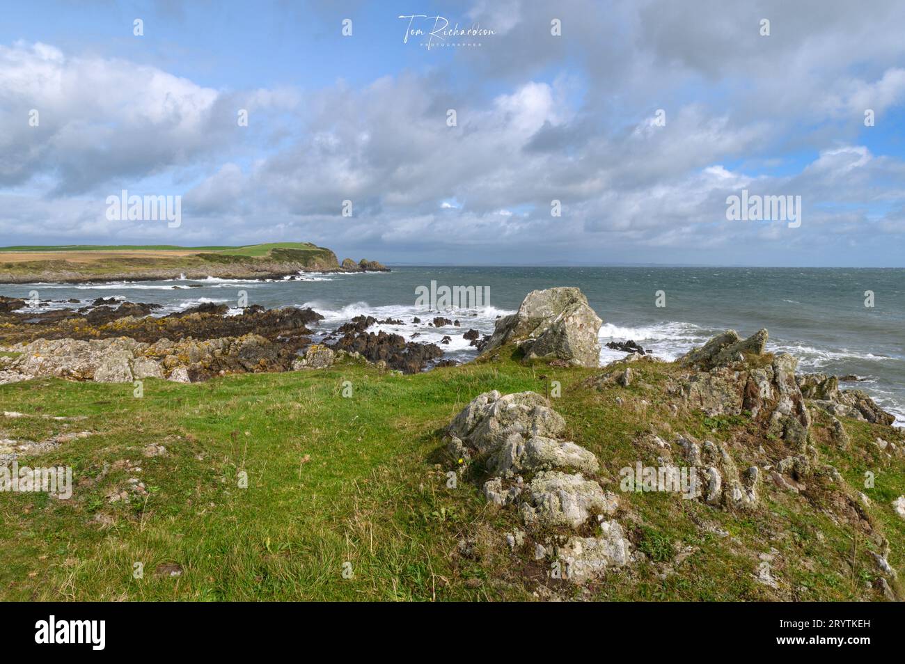 Paesaggio costiero all'Isola di Whithorn, sulle Machars, Galloway, Scozia Foto Stock