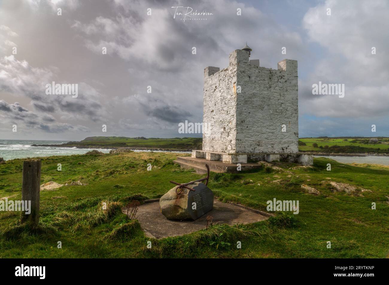 Il faro di Isle Head o il faro di navigazione all'isola di Whithorn a Dumfries e Galloway Foto Stock