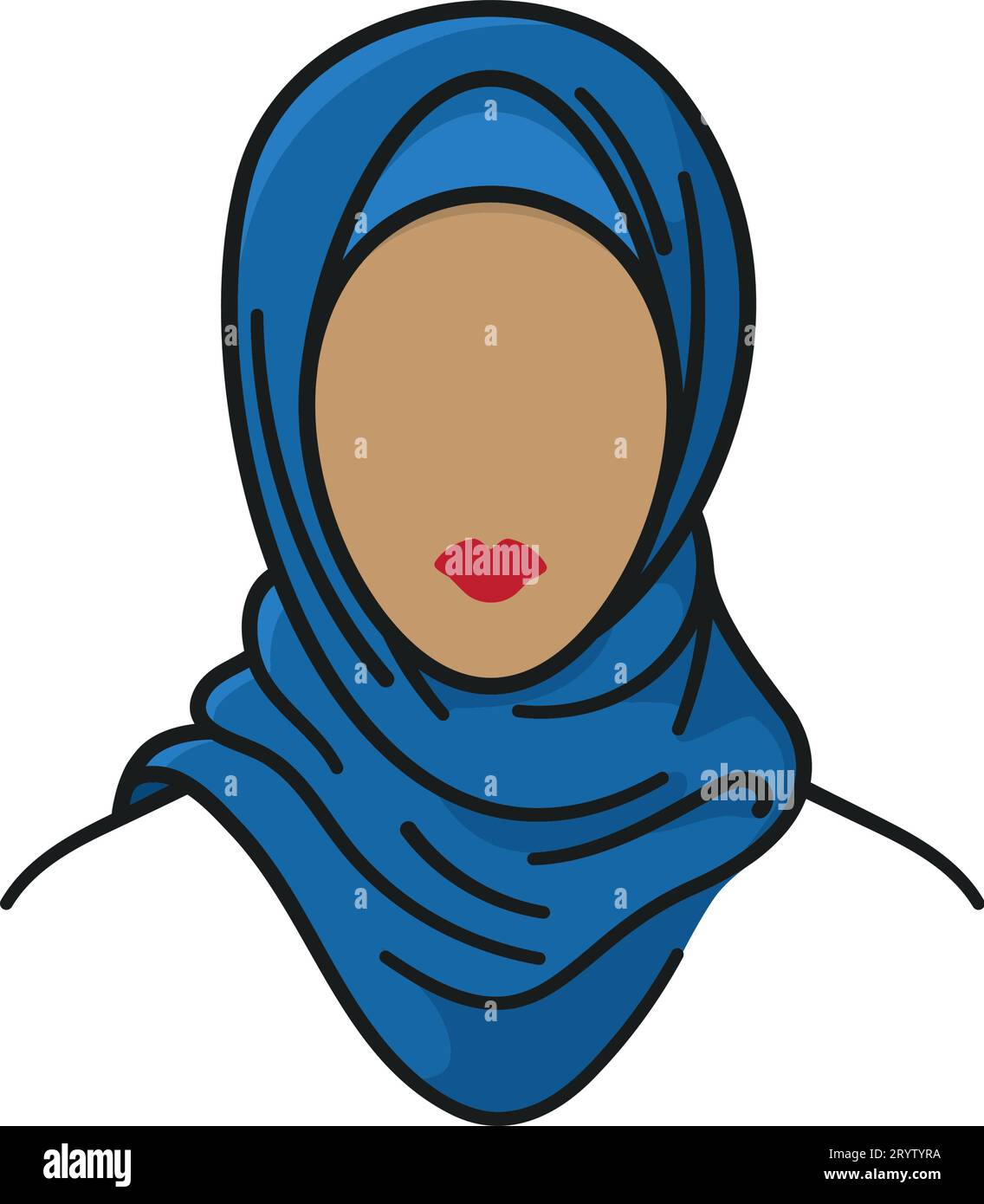 Ritratto stilizzato di donna che indossa Hijab illustrazione vettoriale isolata per l'Hijab Day del 1° febbraio Illustrazione Vettoriale