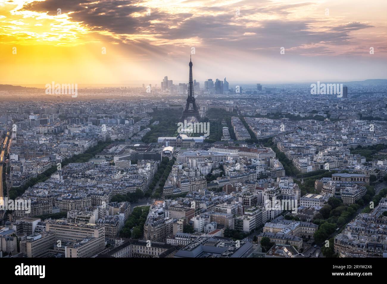 Vista panoramica della città di Parigi con Torre Eiffel Foto Stock