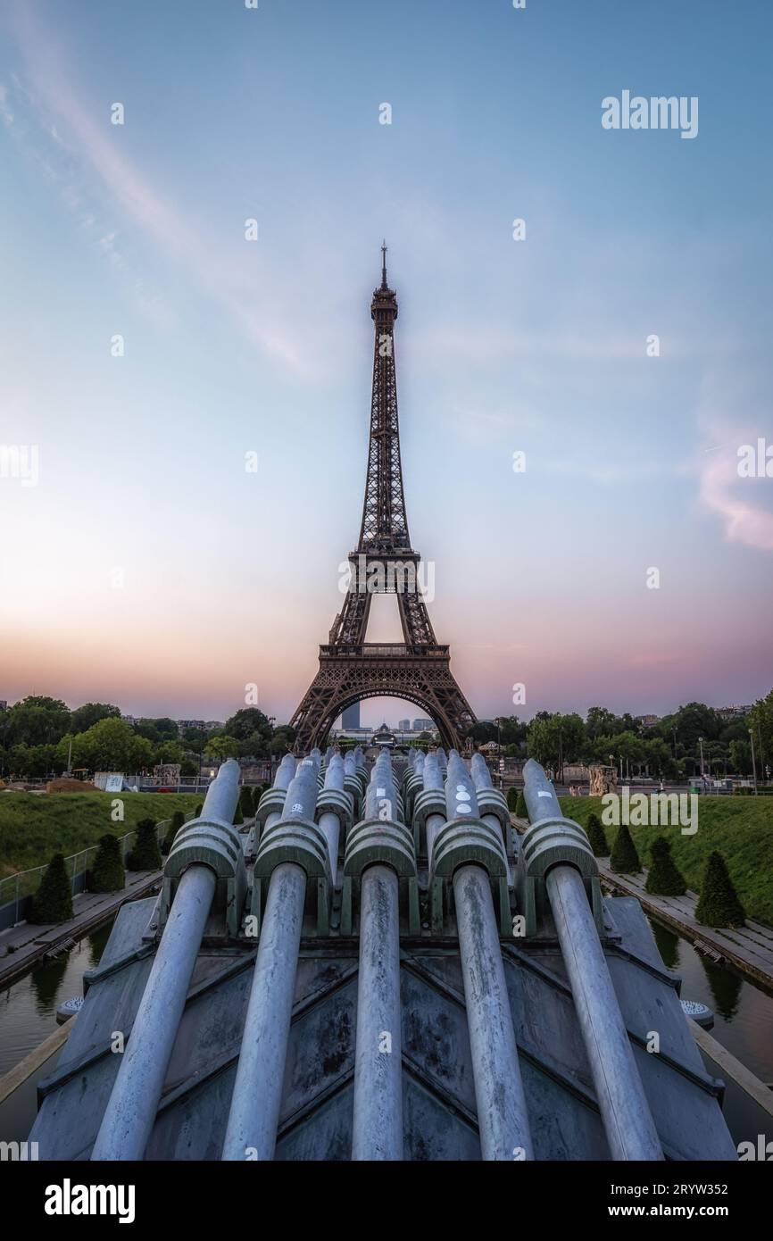Torre Eiffel dal Trocadero Foto Stock