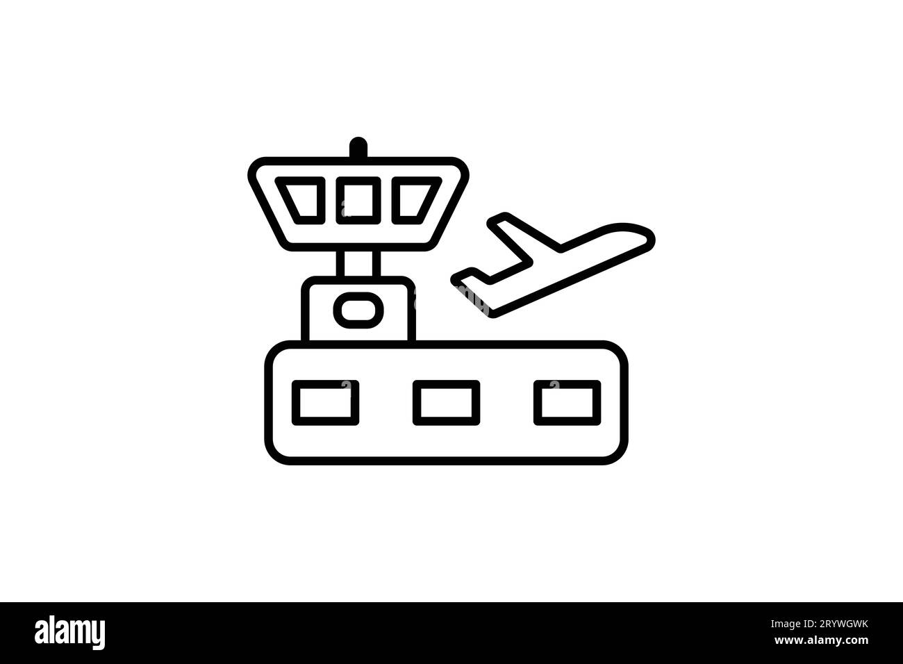 Icona aeroporto. Aereo. icona relativa all'aeroporto. adatto per la progettazione di siti web, app, interfacce utente, stampabili, ecc. Stile icona linea. Des vettoriale semplice Illustrazione Vettoriale