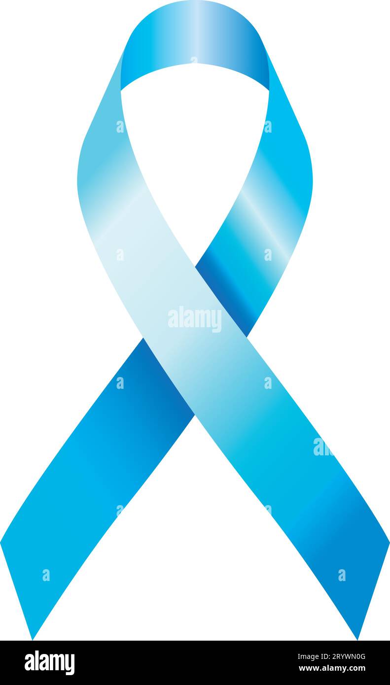 Celebrative SKY nastro BLU per ricordare la giornata internazionale della ricerca sul cancro, simbolo internazionale, illustrazione vettoriale Illustrazione Vettoriale