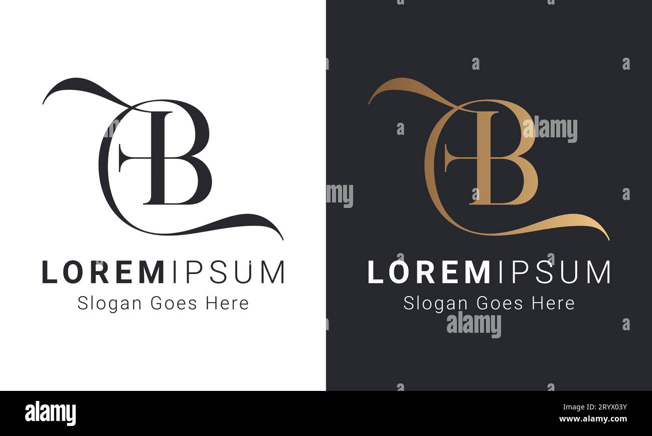 Design con logo monogramma Luxury iniziale FB o BF Text Letter Illustrazione Vettoriale