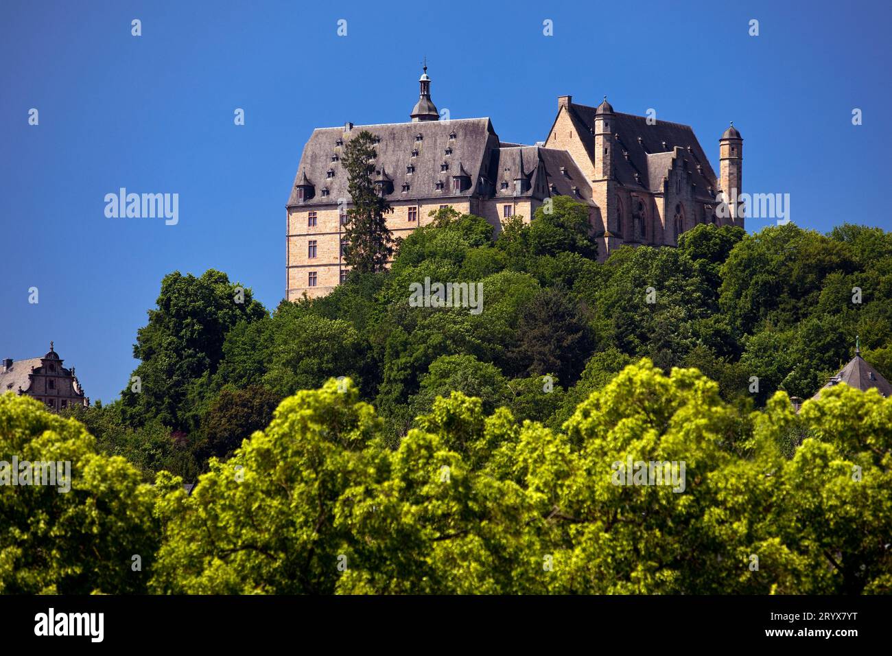 Il castello del langravio sullo Schlossberg, Marburg an der Lahn, Assia, Germania, Europa Foto Stock