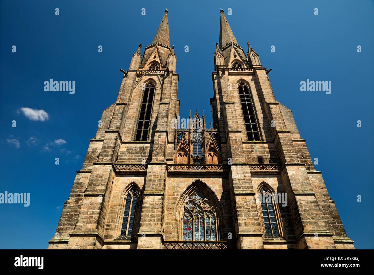 Complesso a due torri occidentali della chiesa Elisabetta, Marburg an der Lahn, Assia, Germania, Europa Foto Stock