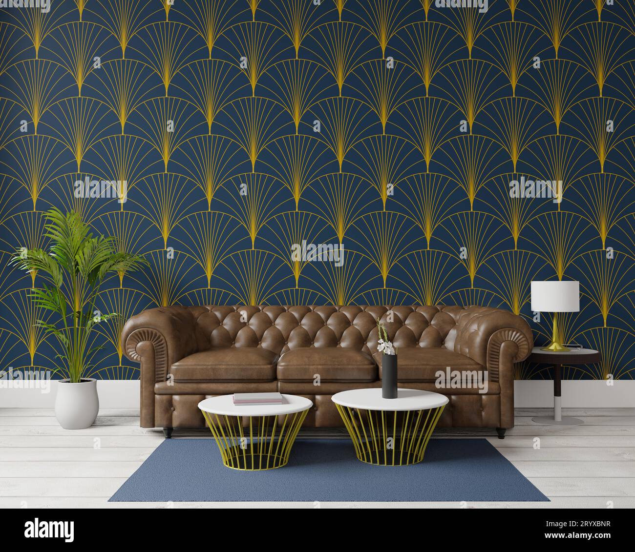 rendering 3d, grande progetto living room.interior Foto Stock