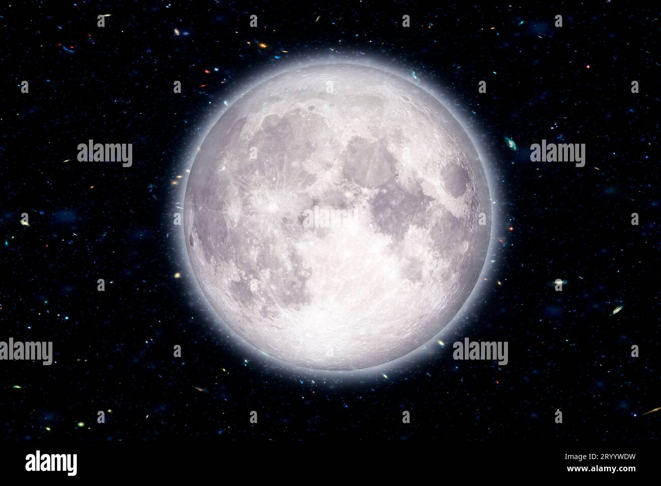 Super luna nella galassia di sfondo, elementi di questa immagine fornita dalla NASA Foto Stock