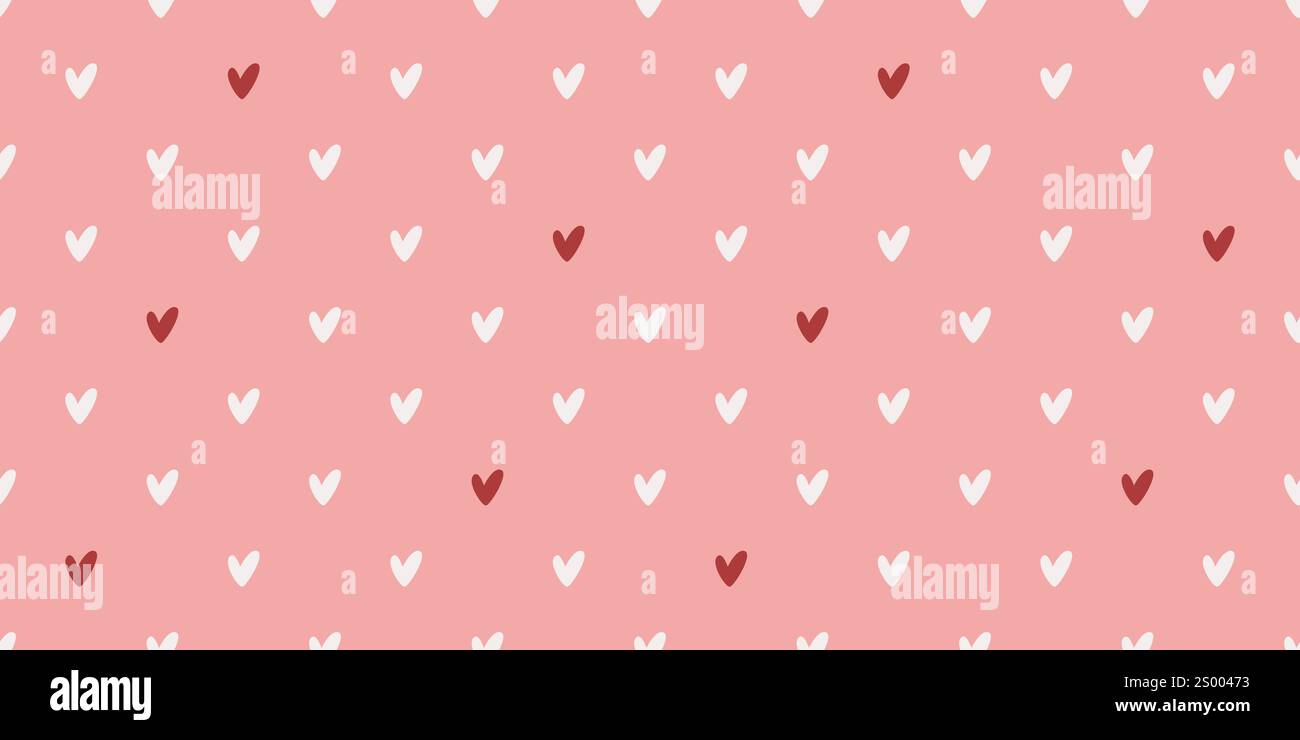 Piccoli cuori carino stampa rosa. Romantico motivo senza cuciture delicato per imballaggi, carta, tessuti, tessuti e design. Infinita storia d'amore Illustrazione Vettoriale