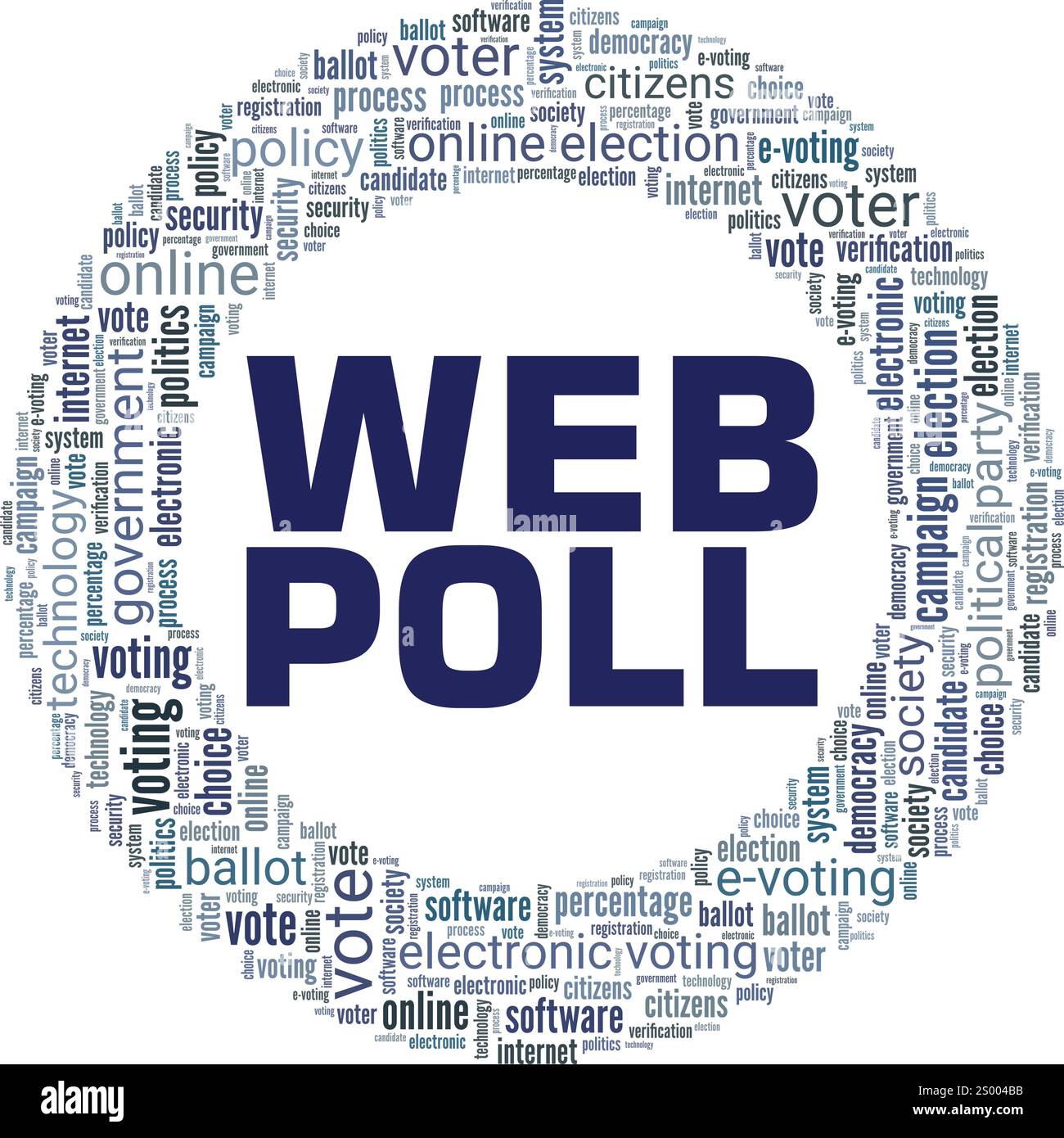 Web poll Word cloud Conceptual design isolato su sfondo bianco. Illustrazione Vettoriale