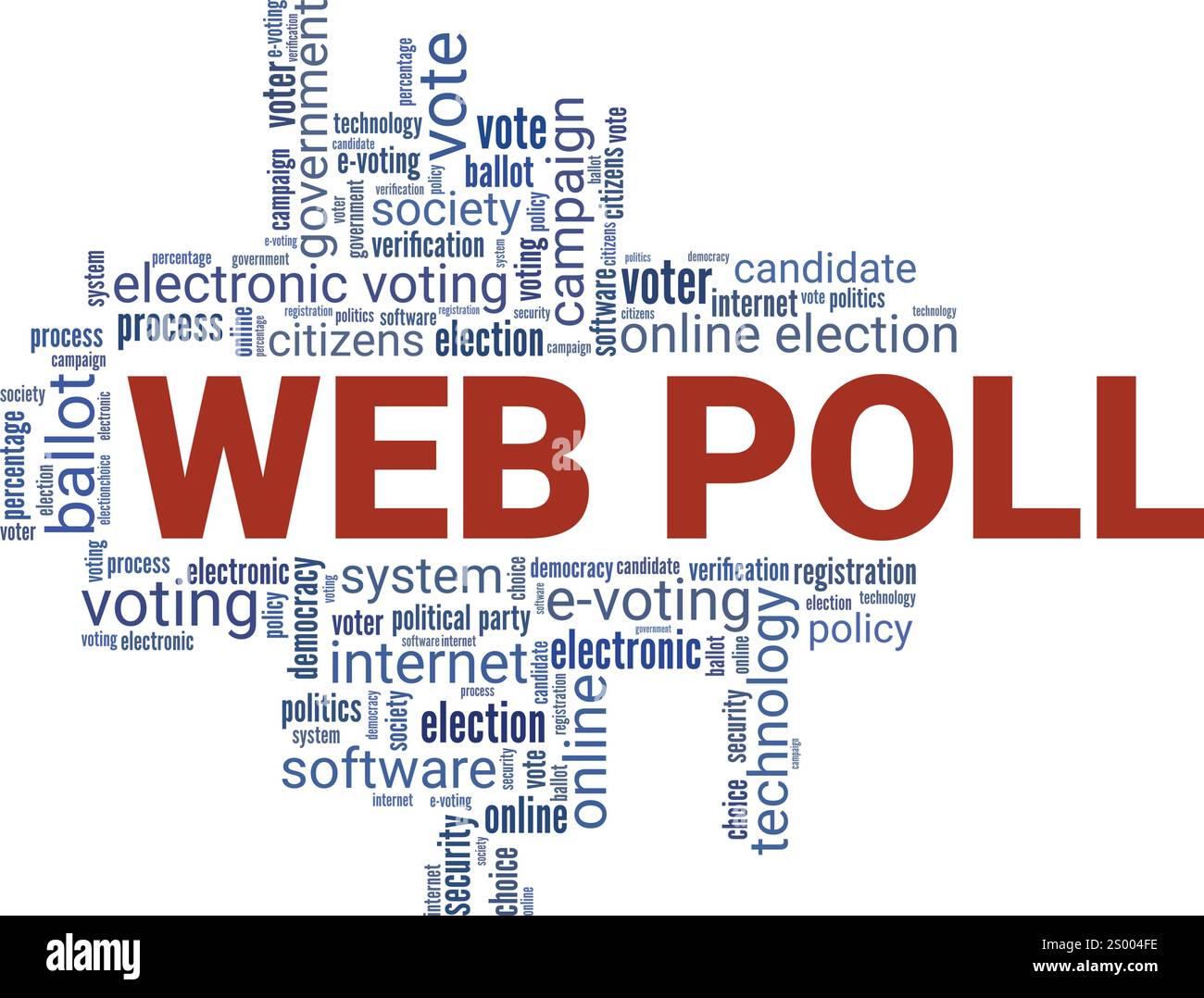 Web poll Word cloud Conceptual design isolato su sfondo bianco. Illustrazione Vettoriale