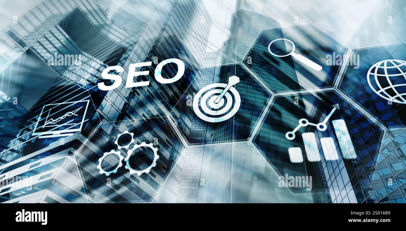 SEO Ottimizzazione dei motori di ricerca e-commerce e commercio al dettaglio online Foto Stock