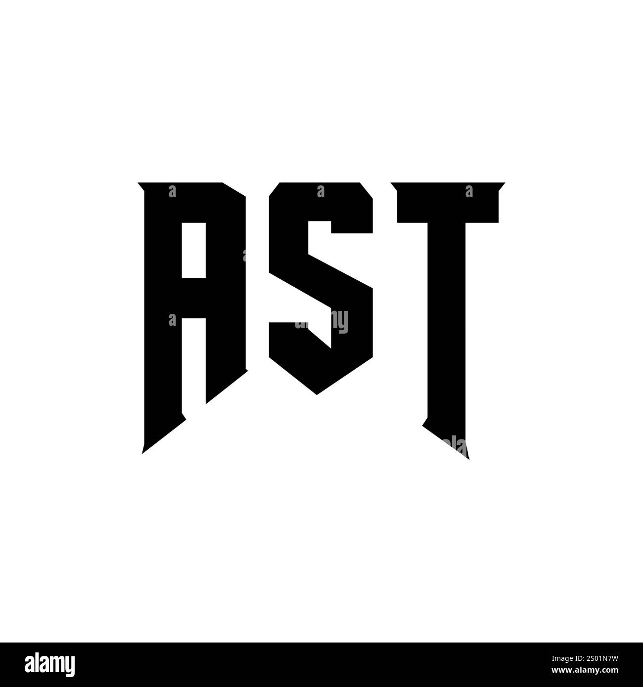 Logo AST Letter per l'azienda tecnologica. Combinazione di colori bianco e nero con logo AST. Logo AST, vettore AST, design AST, icona AST, AST alph Illustrazione Vettoriale
