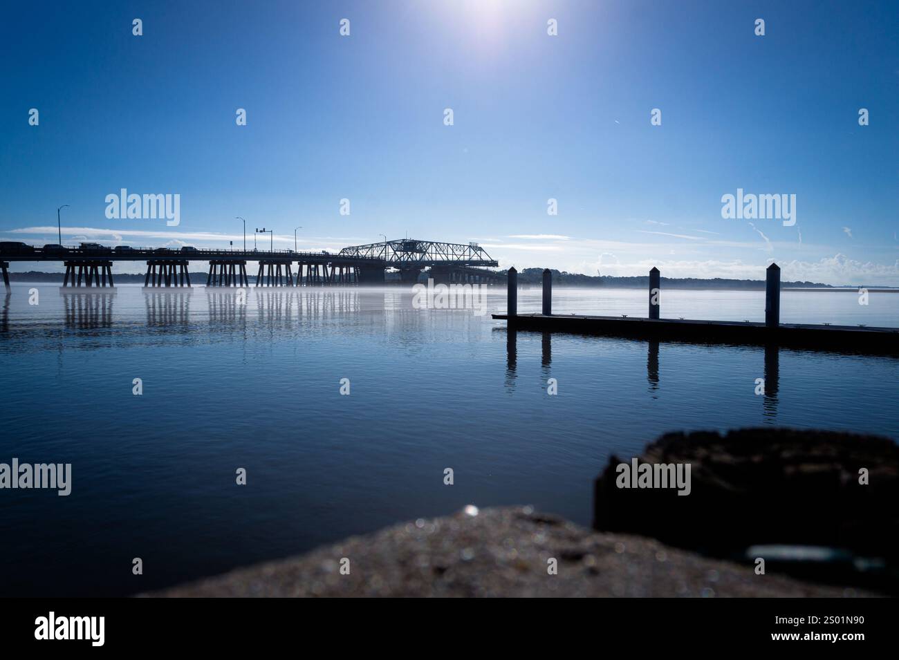 Woods Memorial Swing Bridge, Beaufort, South Carolina Foto Stock