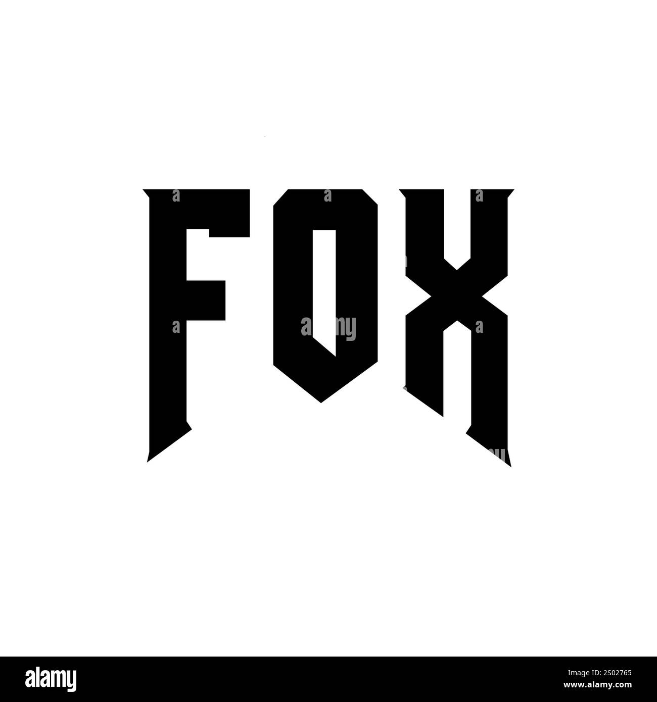 Design del logo FOX Letter per l'azienda tecnologica. Combinazione di colori bianco e nero con logo FOX. Logo FOX, vettore FOX, design FOX, icona FOX, alph FOX Illustrazione Vettoriale