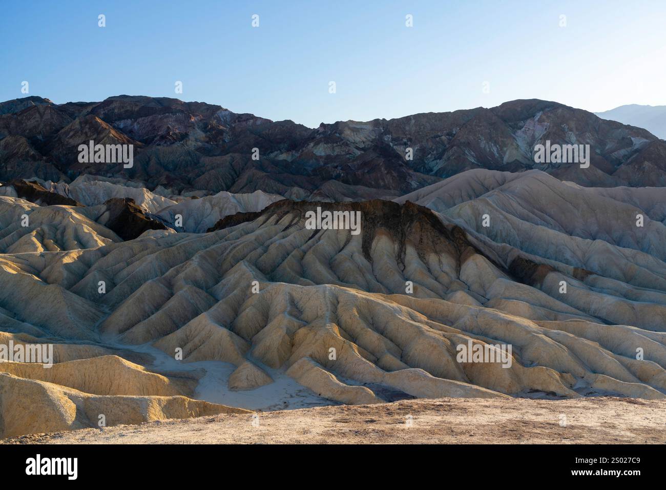 Fotografia di Zabriski Point mentre il sole tramonta, Death Valley National Park, California, USA. Foto Stock