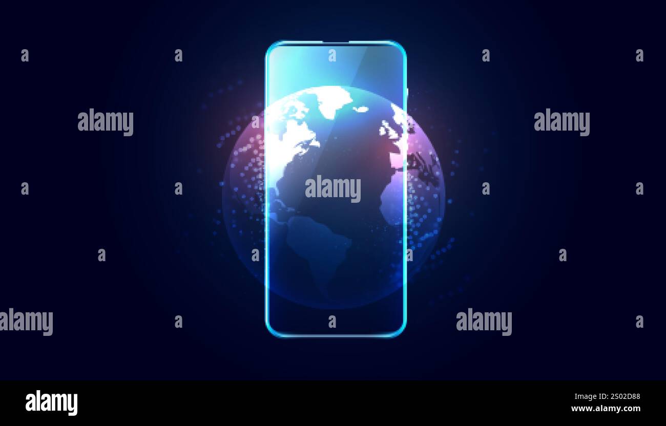 telefono cellulare con design di sfondo earth display Illustrazione Vettoriale