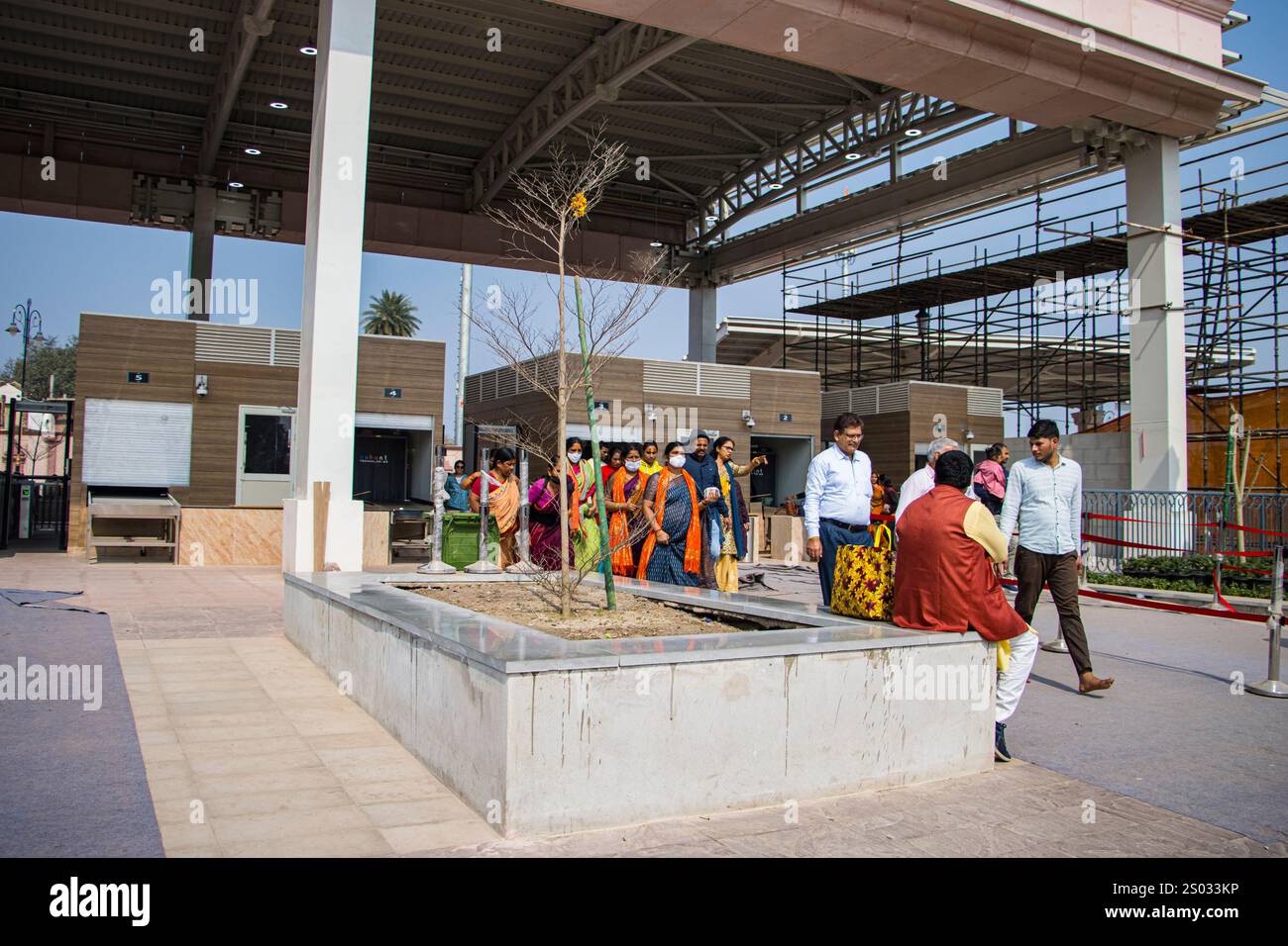 Prima verifica di sicurezza al Tempio RAM Janmabhoomi di Ayodhya, UP, India Foto Stock