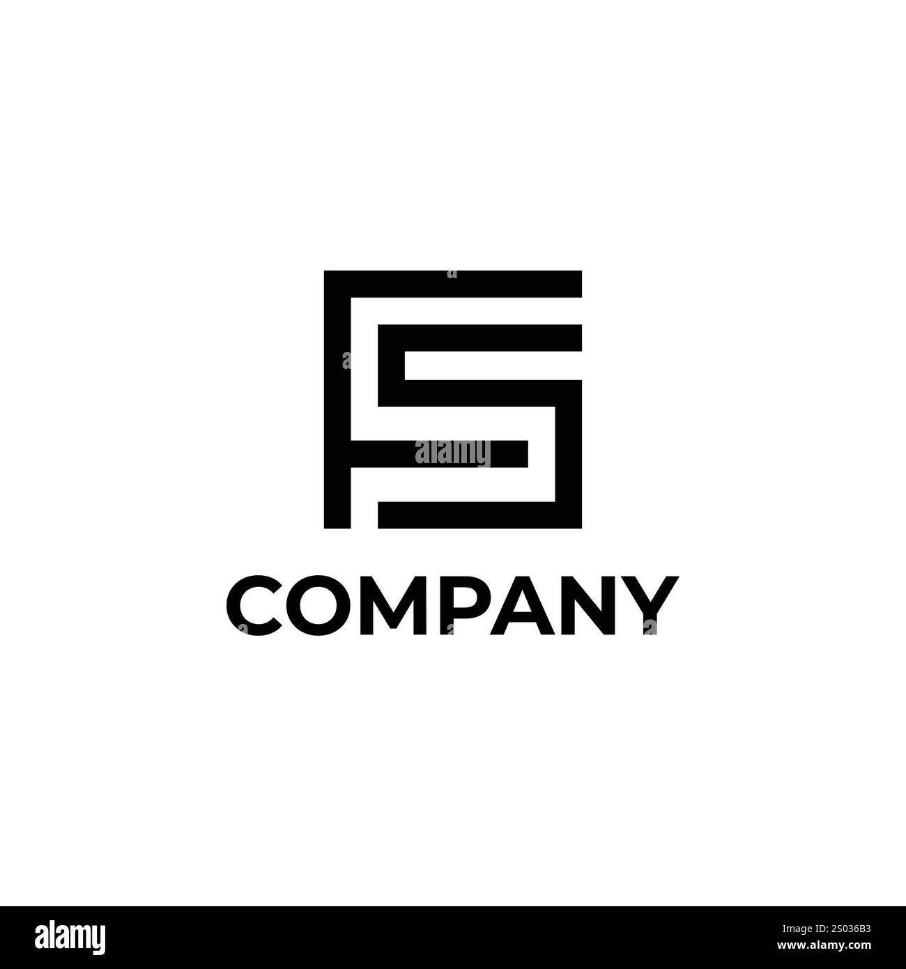 Moderno monogramma minimale di tendenza FS e SF F o S marchi aziendali a forma quadrata Logo con l'icona della lettera iniziale Illustrazione Vettoriale