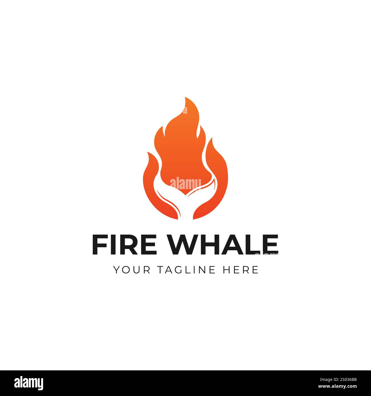 Coda di balena con logo fuoco vettoriale Illustrazione Vettoriale
