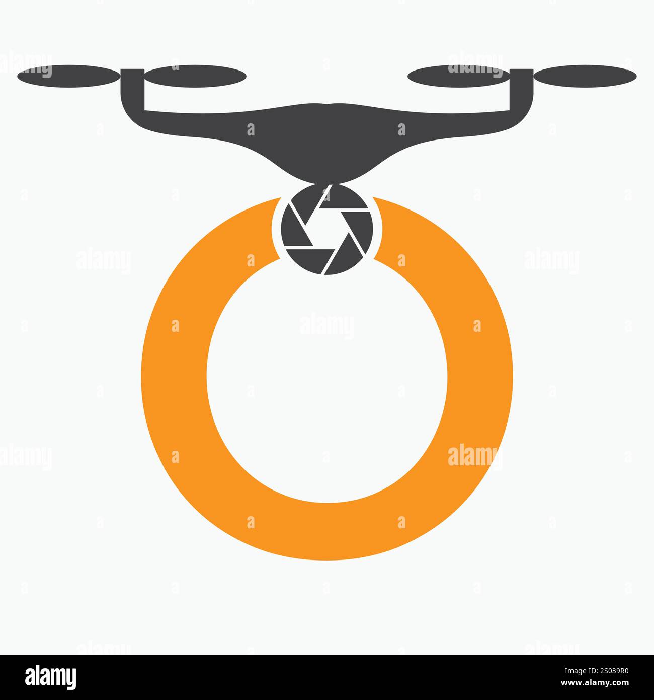 Lettera iniziale o Logo del drone. Modello vettoriale per segno del logo della tecnologia dei droni Illustrazione Vettoriale