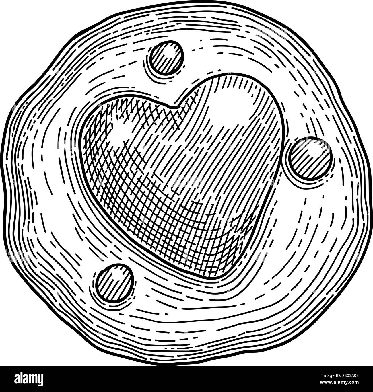 Oggetto biscotto cuore di Natale . Illustrazione vettoriale disegnata a mano. Icona di Natale. agnello inciso natalizio, vischio, corona, calze, calze, regalo, abete, Illustrazione Vettoriale