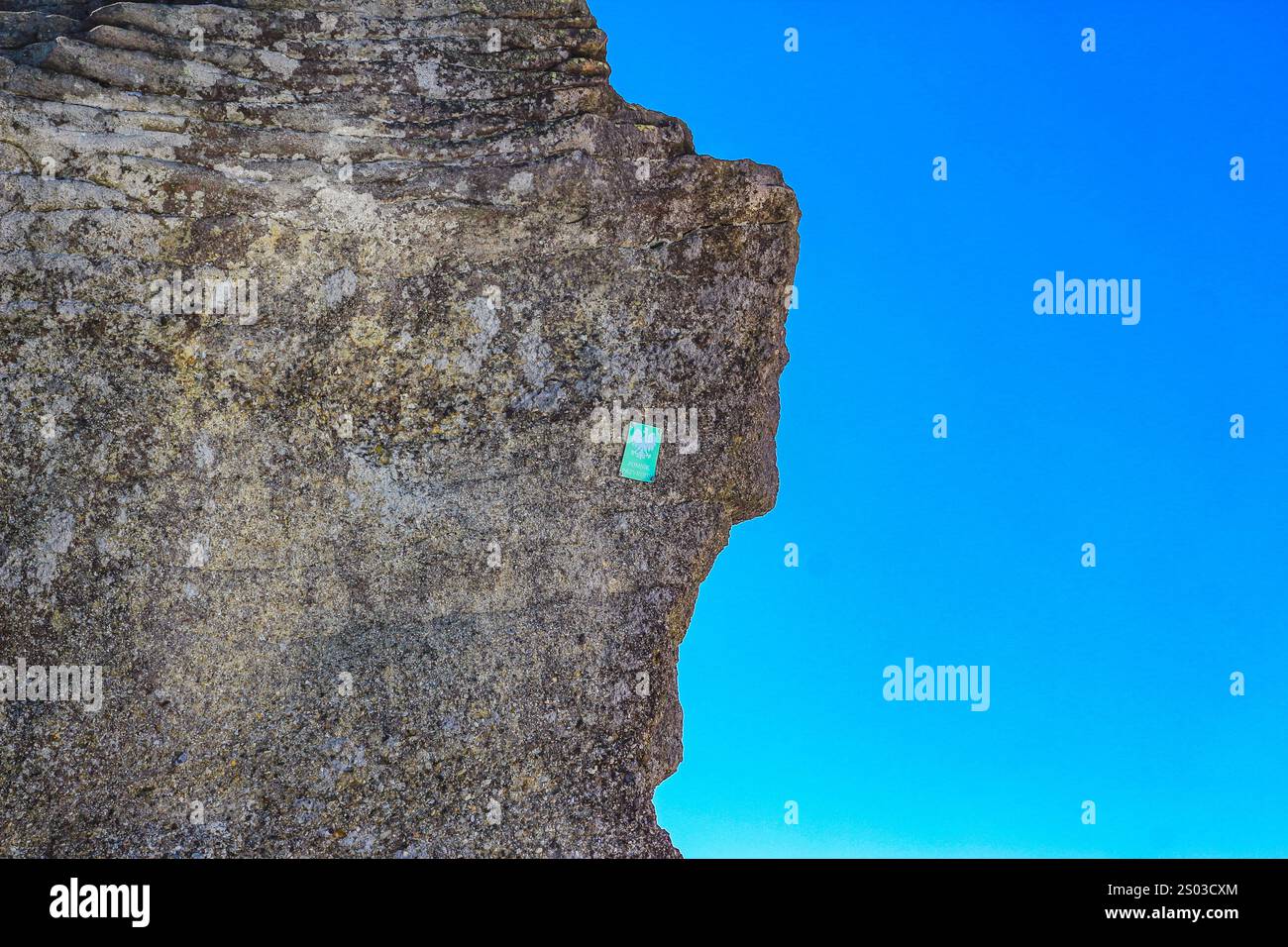 Una vetta dei Beskids della Slesia, un monumento naturale, Malinowska Skała Foto Stock