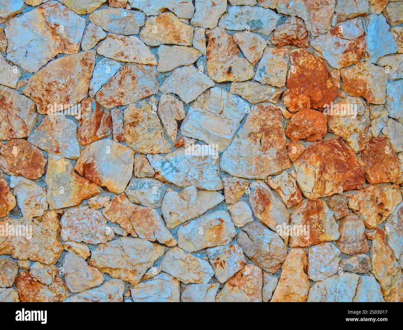 Sfondo in pietra, vecchie pietre impilate sul muro dell'edificio, carta da parati fotografica in Croazia Foto Stock