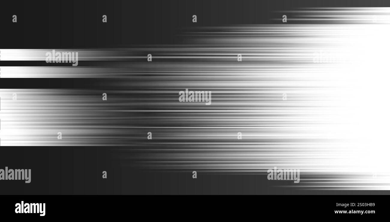Sfocatura movimento monocromatica: Un design astratto elegante e dinamico con linee di sfumatura orizzontale Illustrazione Vettoriale