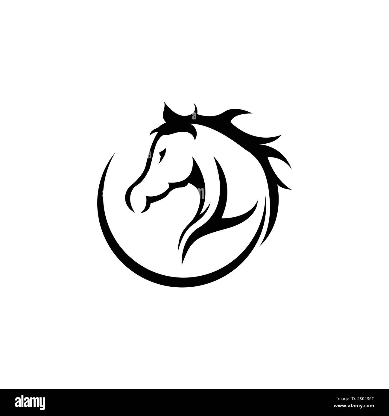 Silhouette a cavallo elegante modello di design con logo Symbol Vector Illustrazione Vettoriale