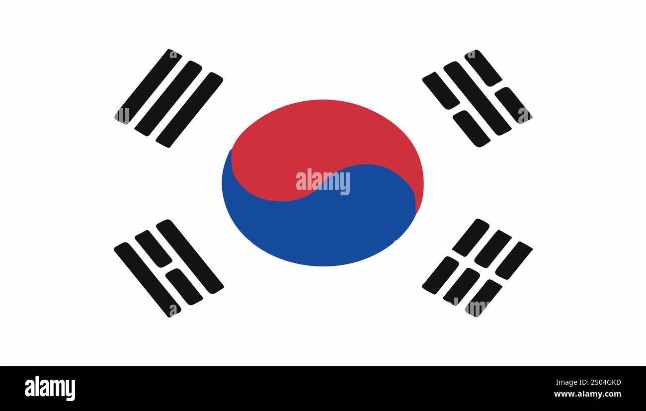 illustrazione della bandiera della corea del sud vettoriale Illustrazione Vettoriale