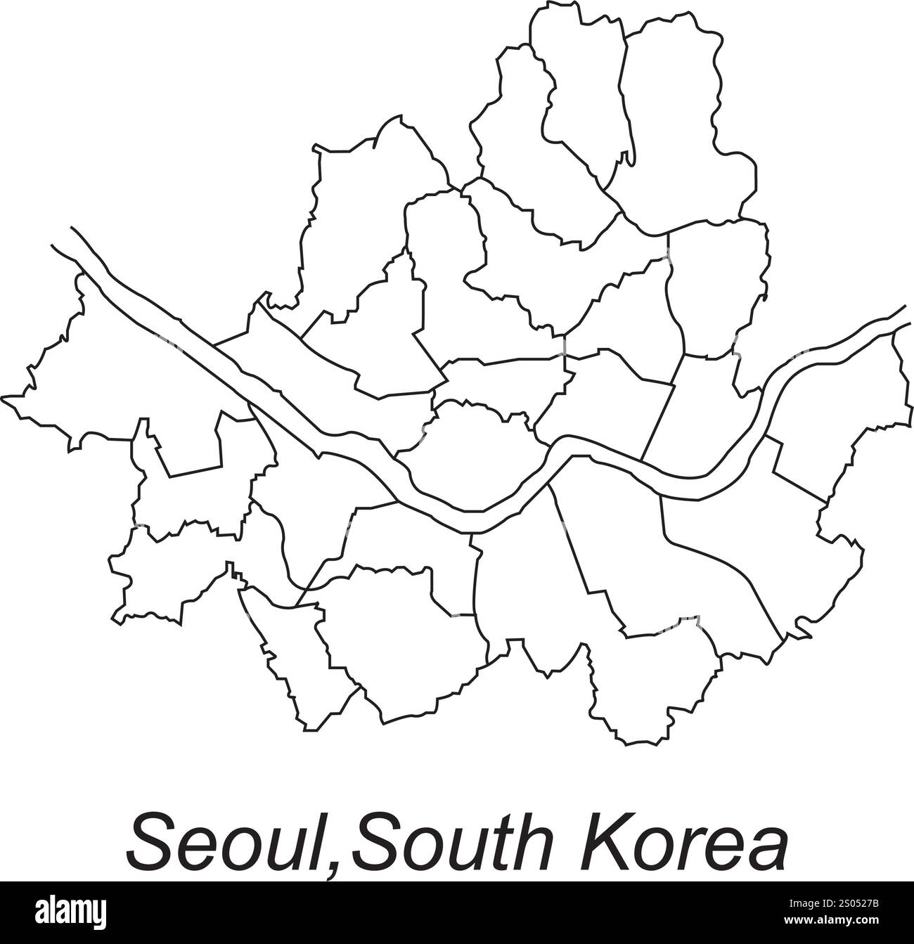 mappa di seoul corea del sud illustrazione vettoriale simbolo disegno Illustrazione Vettoriale