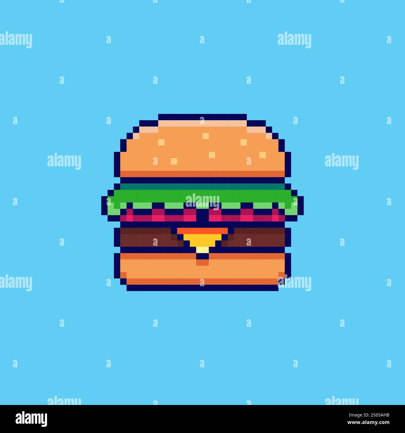 Pixel art Burger design delle risorse di gioco Illustrazione Vettoriale