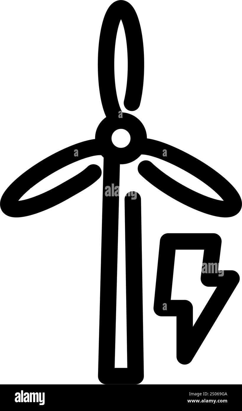 Simbolo dell'energia eolica - icona delle energie rinnovabili, della sostenibilità e dell'ecologia. Illustrazione Vettoriale