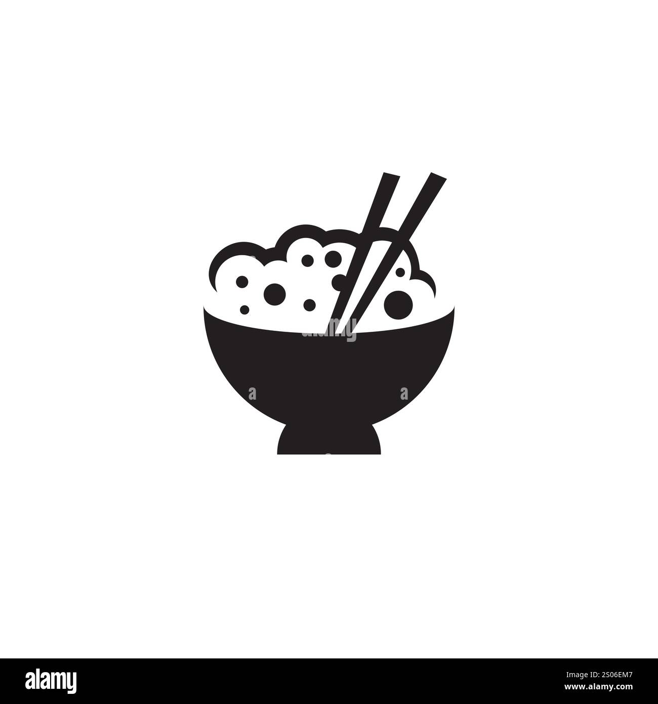 Icona della ciotola del riso con logo Vector. Icona del cibo Illustrazione Vettoriale