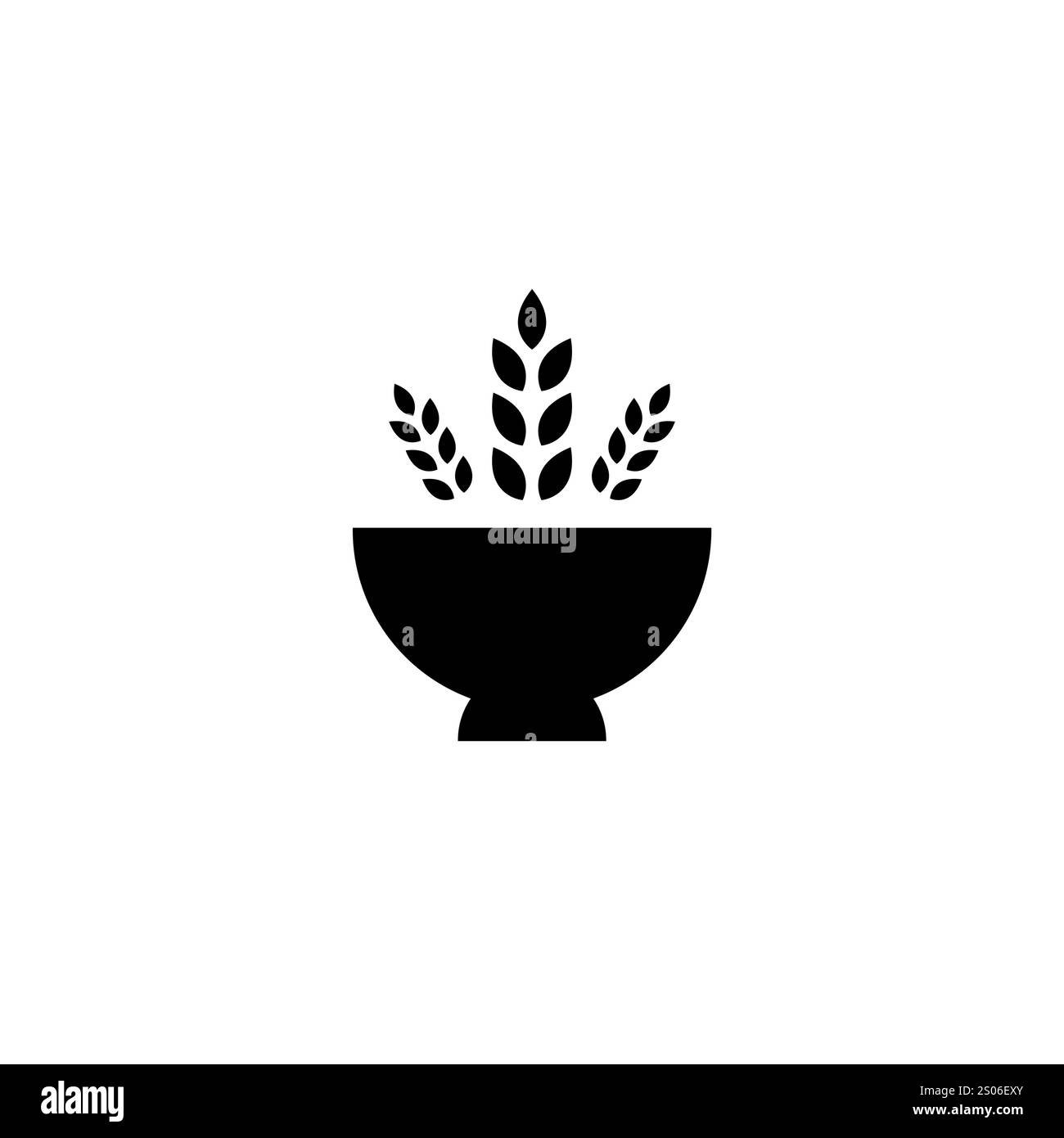 Icona della ciotola del riso con logo Vector. Icona del cibo Illustrazione Vettoriale