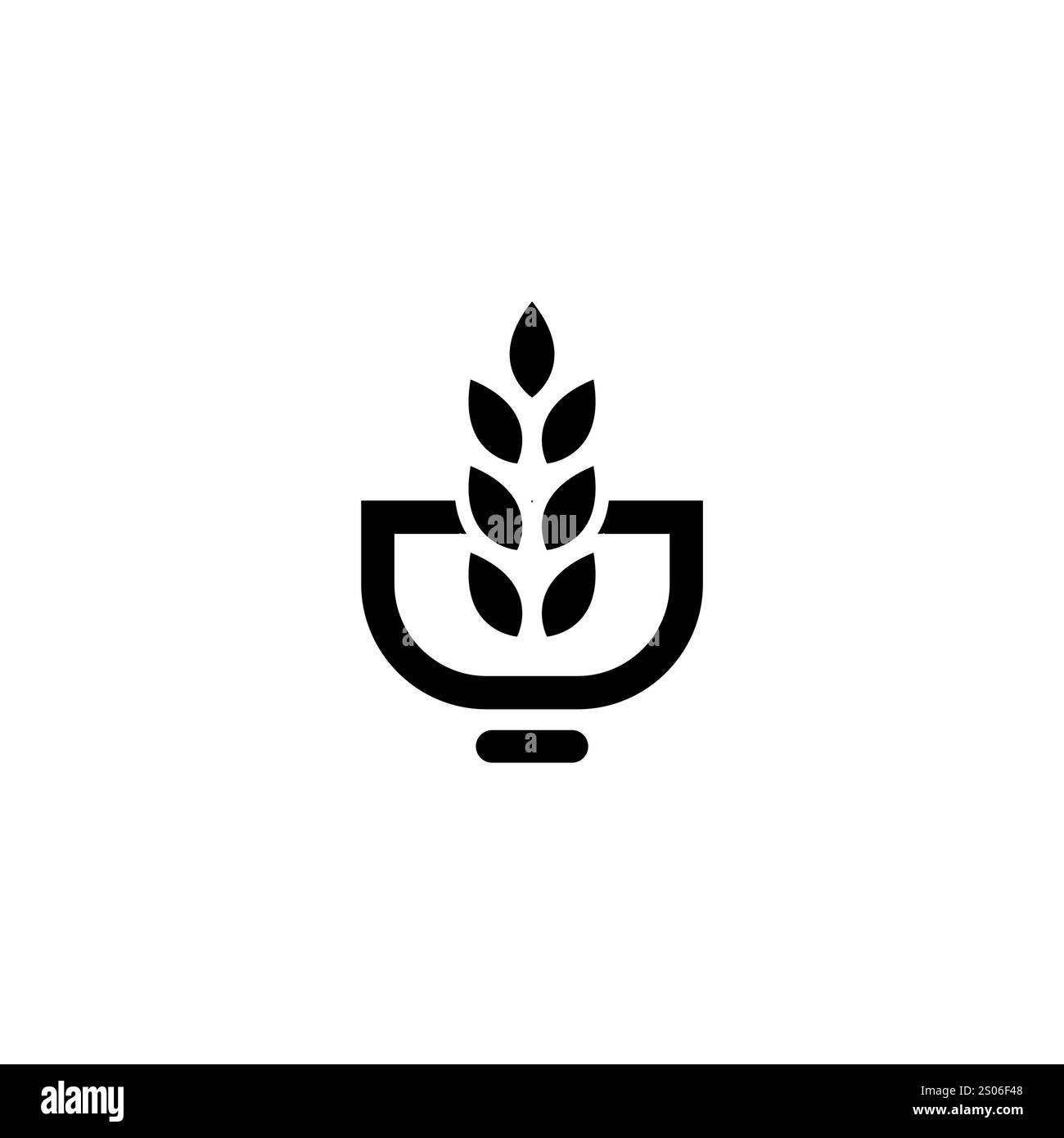 Icona della ciotola del riso con logo Vector. Design icona del cibo Illustrazione Vettoriale