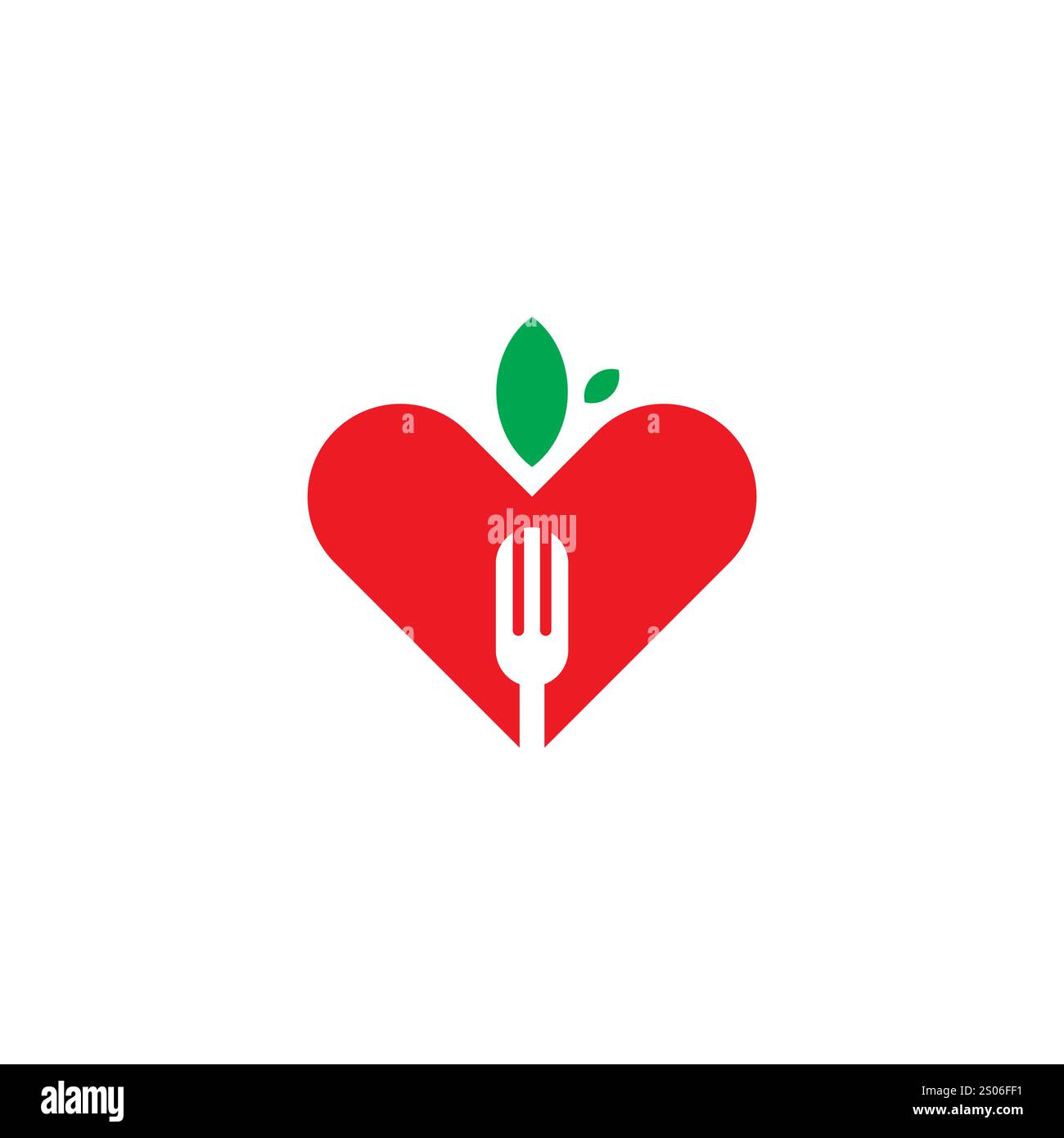 Logo cibo sano Vector. Icona Love Food Illustrazione Vettoriale